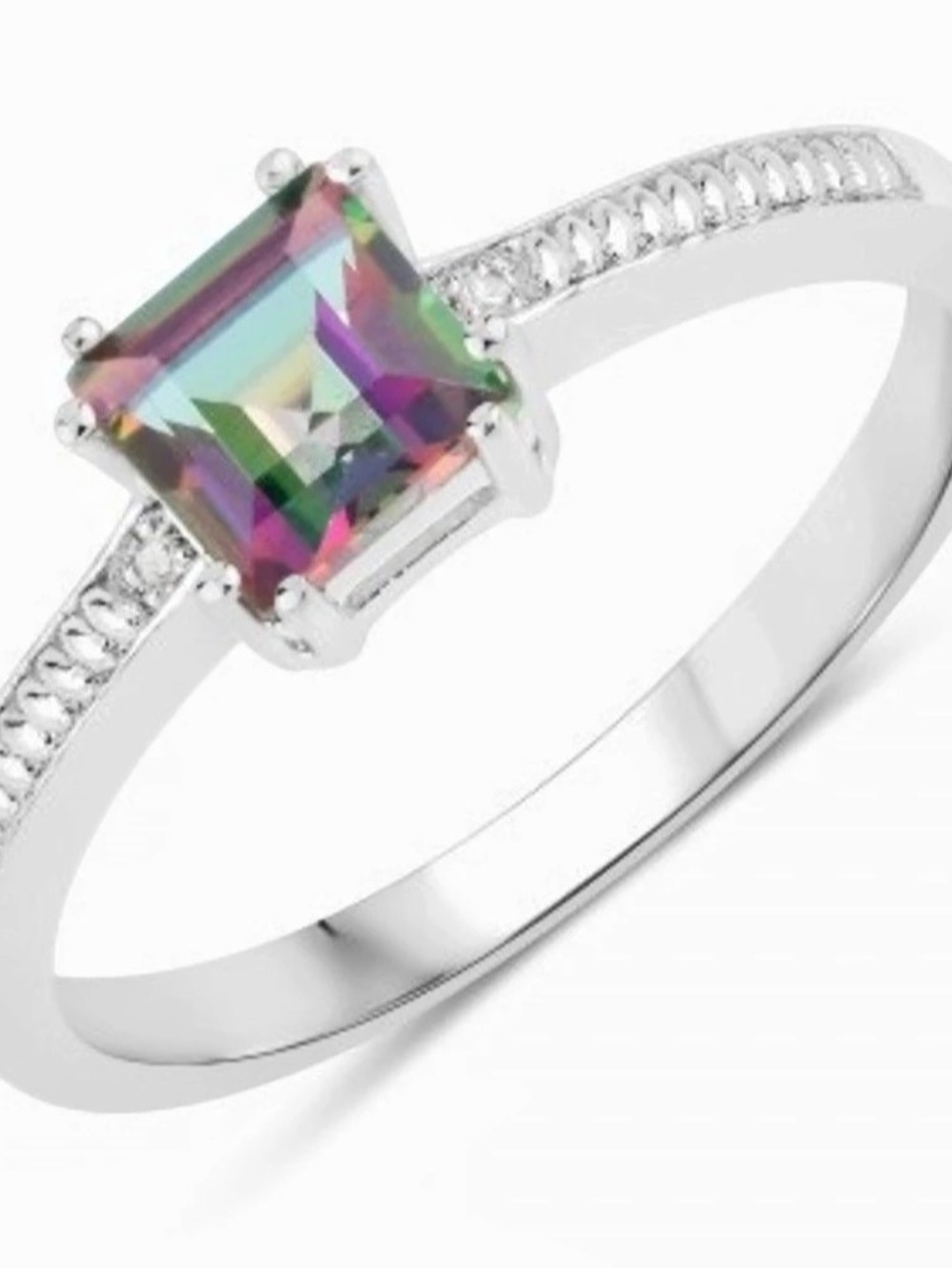 Mystic Topaz and Diamond Gemstone Ring. NWOT.